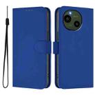 For Sharp Aquos R9/SH-51E Skin Feel Solid Color Leather Phone Case with Lanyard(Dark Blue) - 2