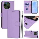 For Sharp Aquos R9/SH-51E Skin Feel Solid Color Leather Phone Case with Lanyard(Lavender Purple) - 1