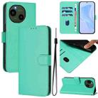 For Sharp Aquos R9/SH-51E Skin Feel Solid Color Leather Phone Case with Lanyard(Green) - 1