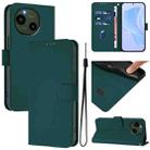 For Sharp Aquos R9/SH-51E Skin Feel Solid Color Leather Phone Case with Lanyard(Dark Green) - 1