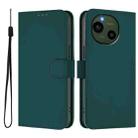 For Sharp Aquos R9/SH-51E Skin Feel Solid Color Leather Phone Case with Lanyard(Dark Green) - 2