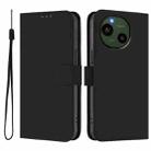 For Sharp Aquos R9/SH-51E Skin Feel Solid Color Leather Phone Case with Lanyard(Black) - 2