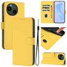 For Sharp Aquos R9/SH-51E Skin Feel Solid Color Leather Phone Case with Lanyard(Lemon Yellow) - 1