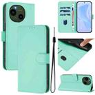 For Sharp Aquos R9/SH-51E Skin Feel Solid Color Leather Phone Case with Lanyard(Mint Green) - 1