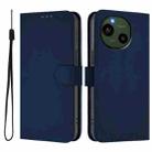 For Sharp Aquos R9/SH-51E Skin Feel Solid Color Leather Phone Case with Lanyard(Navy Blue) - 2