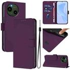 For Sharp Aquos R9/SH-51E Skin Feel Solid Color Leather Phone Case with Lanyard(Violet) - 1