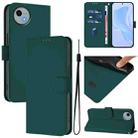 For Sharp Aquos Wish4/SH-52E Skin Feel Solid Color Leather Phone Case with Lanyard(Dark Green) - 1