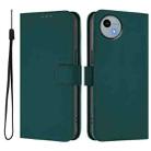 For Sharp Aquos Wish4/SH-52E Skin Feel Solid Color Leather Phone Case with Lanyard(Dark Green) - 2