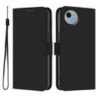 For Sharp Aquos Wish4/SH-52E Skin Feel Solid Color Leather Phone Case with Lanyard(Black) - 2