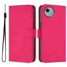 For Sharp Aquos Wish4/SH-52E Skin Feel Solid Color Leather Phone Case with Lanyard(Rose Red) - 2