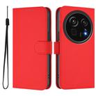 For Sharp Aquos R9 Pro SH-54E Skin Feel Solid Color Leather Phone Case with Lanyard(Red) - 2