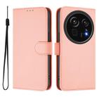 For Sharp Aquos R9 Pro SH-54E Skin Feel Solid Color Leather Phone Case with Lanyard(Pink) - 2