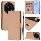 For Sharp Aquos R9 Pro SH-54E Skin Feel Solid Color Leather Phone Case with Lanyard(Nude) - 1