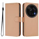 For Sharp Aquos R9 Pro SH-54E Skin Feel Solid Color Leather Phone Case with Lanyard(Nude) - 2
