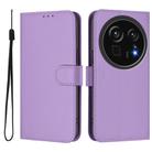 For Sharp Aquos R9 Pro SH-54E Skin Feel Solid Color Leather Phone Case with Lanyard(Lavender Purple) - 2