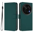 For Sharp Aquos R9 Pro SH-54E Skin Feel Solid Color Leather Phone Case with Lanyard(Dark Green) - 2