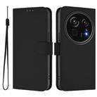 For Sharp Aquos R9 Pro SH-54E Skin Feel Solid Color Leather Phone Case with Lanyard(Black) - 2