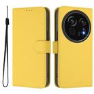 For Sharp Aquos R9 Pro SH-54E Skin Feel Solid Color Leather Phone Case with Lanyard(Lemon Yellow) - 2