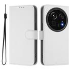 For Sharp Aquos R9 Pro SH-54E Skin Feel Solid Color Leather Phone Case with Lanyard(White) - 2