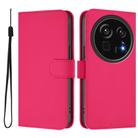 For Sharp Aquos R9 Pro SH-54E Skin Feel Solid Color Leather Phone Case with Lanyard(Rose Red) - 2