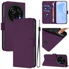 For Sharp Aquos R9 Pro SH-54E Skin Feel Solid Color Leather Phone Case with Lanyard(Violet) - 1