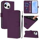 For Sharp Aquos Sense9 Plus Skin Feel Solid Color Leather Phone Case with Lanyard(Violet) - 1