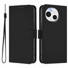 For Sharp Aquos Sense9 Skin Feel Solid Color Leather Phone Case with Lanyard(Black) - 2