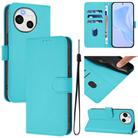 For Sharp Aquos Sense9 Skin Feel Solid Color Leather Phone Case with Lanyard(Lake Blue) - 1