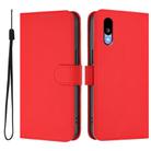 For Sharp Basio Active3 Skin Feel Solid Color Leather Phone Case with Lanyard(Red) - 2
