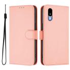 For Sharp Basio Active3 Skin Feel Solid Color Leather Phone Case with Lanyard(Pink) - 2