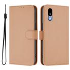 For Sharp Basio Active3 Skin Feel Solid Color Leather Phone Case with Lanyard(Nude) - 2