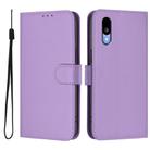 For Sharp Basio Active3 Skin Feel Solid Color Leather Phone Case with Lanyard(Lavender Purple) - 2