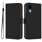 For Sharp Basio Active3 Skin Feel Solid Color Leather Phone Case with Lanyard(Black) - 2