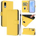 For Sharp Basio Active3 Skin Feel Solid Color Leather Phone Case with Lanyard(Lemon Yellow) - 1