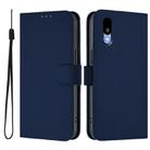 For Sharp Basio Active3 Skin Feel Solid Color Leather Phone Case with Lanyard(Navy Blue) - 2