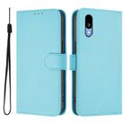 For Sharp Basio Active3 Skin Feel Solid Color Leather Phone Case with Lanyard(Sky Blue) - 2