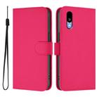 For Sharp Basio Active3 Skin Feel Solid Color Leather Phone Case with Lanyard(Rose Red) - 2