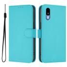 For Sharp Basio Active3 Skin Feel Solid Color Leather Phone Case with Lanyard(Lake Blue) - 2