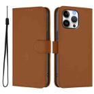 For iPhone 16 Pro Max Skin Feel Solid Color Leather Phone Case with Lanyard(Brown) - 2