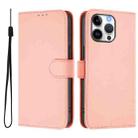 For iPhone 16 Pro Max Skin Feel Solid Color Leather Phone Case with Lanyard(Pink) - 2