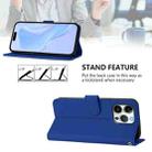 For iPhone 16 Pro Max Skin Feel Solid Color Leather Phone Case with Lanyard(Dark Blue) - 3