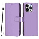 For iPhone 16 Pro Max Skin Feel Solid Color Leather Phone Case with Lanyard(Lavender Purple) - 2