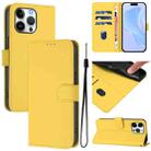 For iPhone 16 Pro Max Skin Feel Solid Color Leather Phone Case with Lanyard(Lemon Yellow) - 1