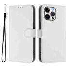 For iPhone 16 Pro Max Skin Feel Solid Color Leather Phone Case with Lanyard(White) - 2