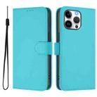 For iPhone 16 Pro Max Skin Feel Solid Color Leather Phone Case with Lanyard(Lake Blue) - 2