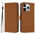 For iPhone 16 Pro Skin Feel Solid Color Leather Phone Case with Lanyard(Brown) - 2