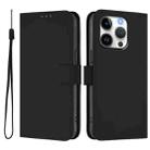 For iPhone 16 Pro Skin Feel Solid Color Leather Phone Case with Lanyard(Black) - 2