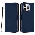 For iPhone 16 Pro Skin Feel Solid Color Leather Phone Case with Lanyard(Navy Blue) - 2