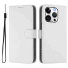 For iPhone 16 Pro Skin Feel Solid Color Leather Phone Case with Lanyard(White) - 2