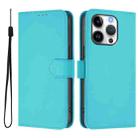 For iPhone 16 Pro Skin Feel Solid Color Leather Phone Case with Lanyard(Lake Blue) - 2